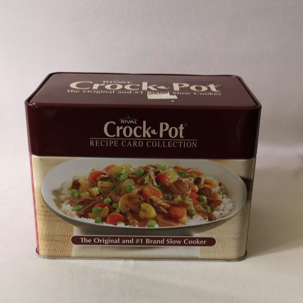 Original Crock Pot Recipe Box (metal) with Full-colour Recipe Cards